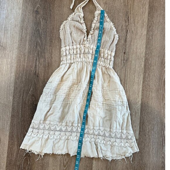 Crochet Boho Beach Halter-neck Cream Tunic Top - Picture 6 of 7